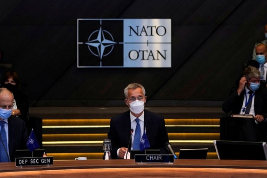 NATO Secretary General Jens Stoltenberg speaks during a NATO Foreign Ministers virtual meeting following developments in Afghanistan, at the NATO headquarters in Brussels, Belgium August 20, 2021. Francisco Seco/Pool via REUTERS