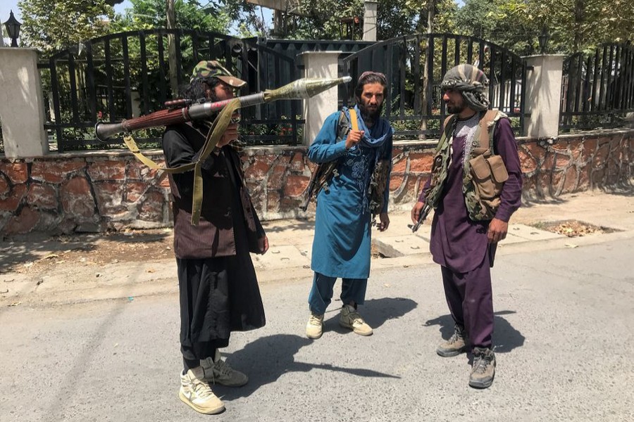 Taliban forces stand guard inside Kabul, Afghanistan on August 16, 2021 — Reuters photo