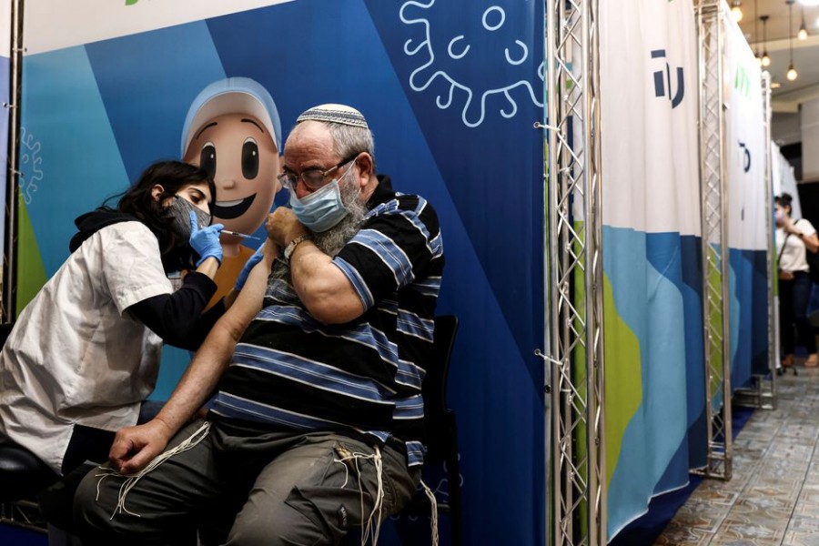 A man receives his third dose of the coronavirus disease (Covid-19) vaccine in Jerusalem on August 15, 2021 — Reuters/Files