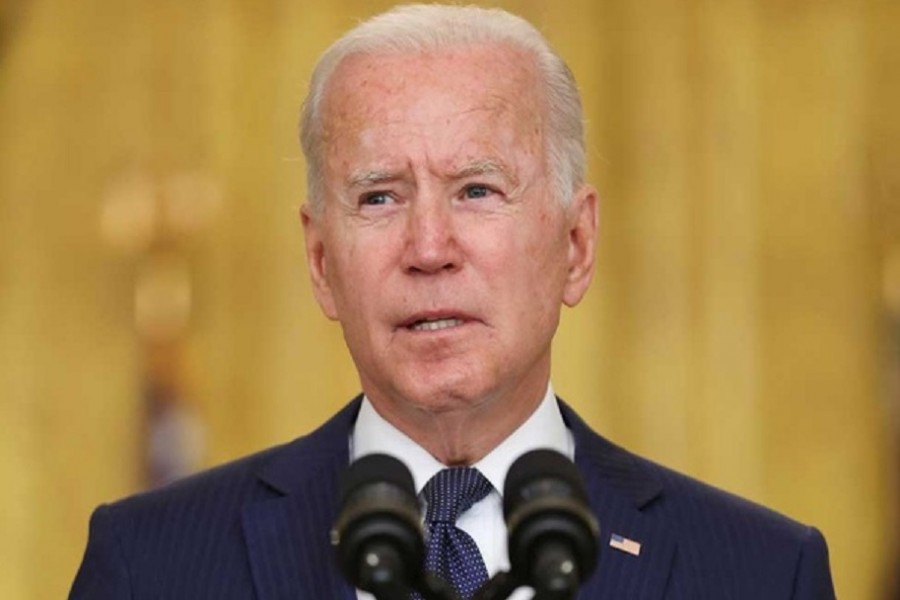 US President Joe Biden delivers remarks about Afghanistan, from the East Room of the White House in Washington, US August 26, 2021. REUTERS