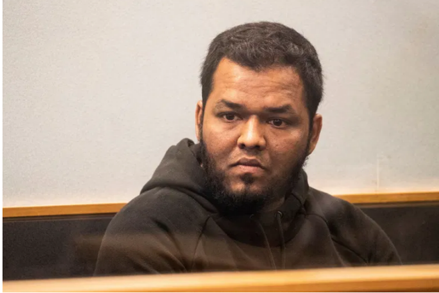 Ahmed Aathill Mohamed Samsudeen appears in the High Court in Auckland, New Zealand, August 7, 2018, after he was found possessing a series of images which depict extreme violence, cruelty, death and graphic war scenes [File: Greg Bowker/New Zealand Herald via AP]