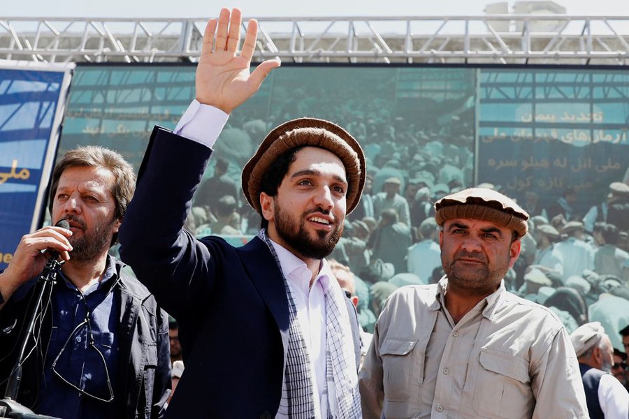 Ahmad Massoud, son of the slain hero of the anti-Soviet resistance Ahmad Shah Massoud, waves as he arrives to attend a new political movement in Bazarak, Panjshir province Afghanistan on September 5, 2019 — Reuters/Files