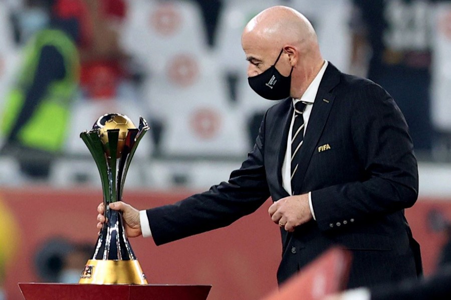 Fifa President Gianni Infantino with the Club World Cup trophy — Reuters/Files