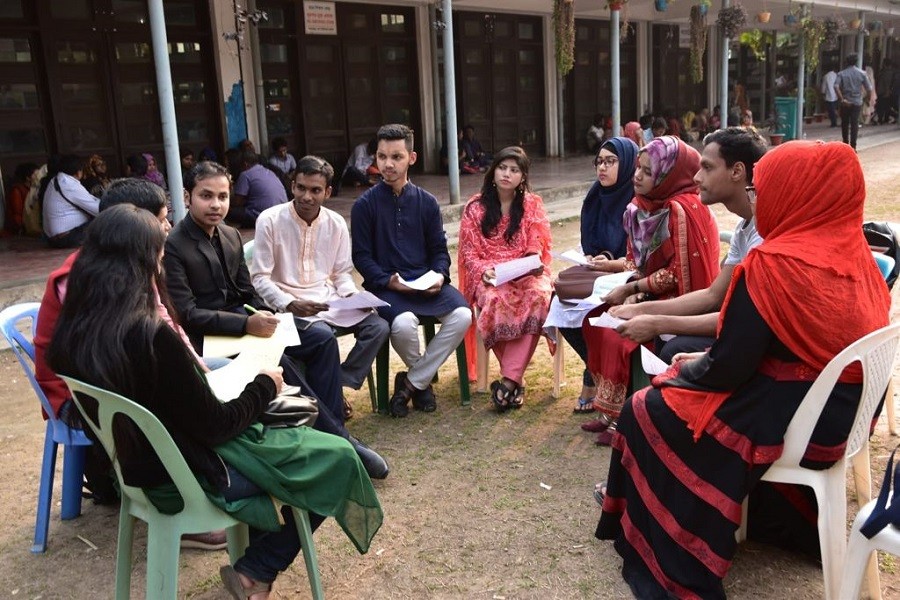 Aachol Foundation’s founder President Md Tansen Rose, third from left, at a suicide prevention and awareness campaign. Courtesy: Aachol Foundation