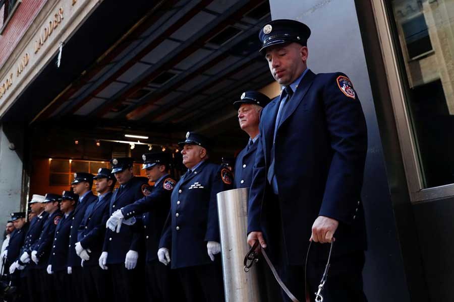 US firefighters attending a ceremony in New York of the United States on Saturday to mark the 20th anniversary of the September 11, 2001 attacks –Reuters Photo