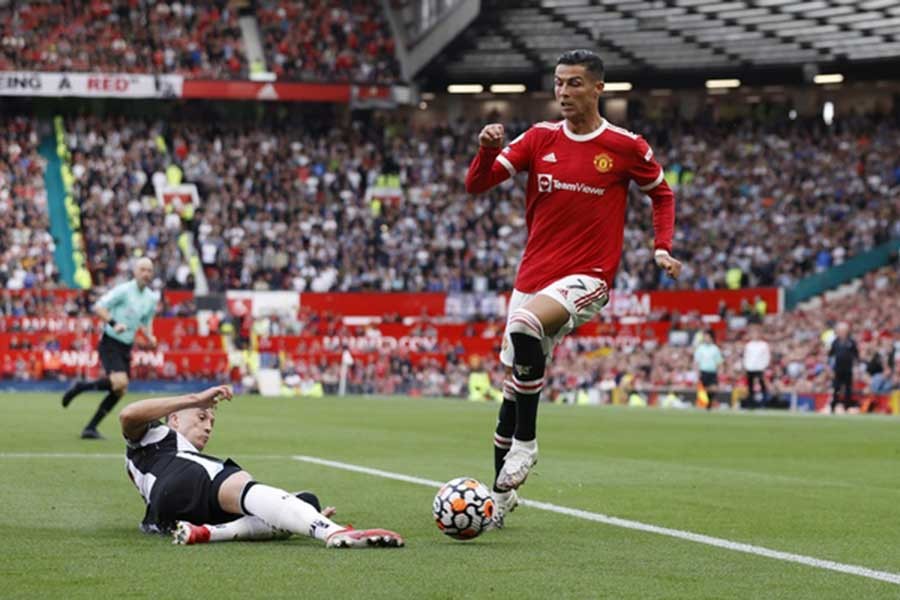 Manchester United's Cristiano Ronaldo in action during a game against Newcastle United at Old Trafford of Manchester in Britain on Saturday –Reuters photo