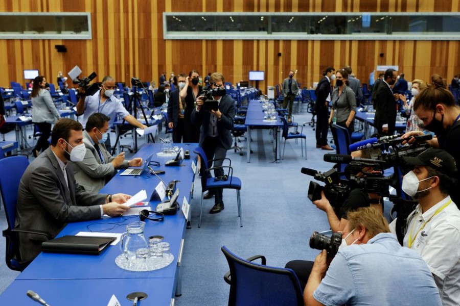 Iran's ambassador to the International Atomic Energy Agency (IAEA) Kazem Gharibabadi waits for the beginning of a board of governors meeting at the IAEA headquarters in Vienna, Austria September 13, 2021. REUTERS/Leonhard Foeger