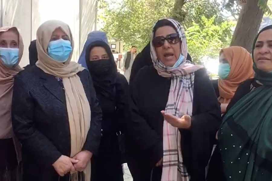 A group of women gather for a protest in Kabul of Afghanistan on September 16 -Reuters file photo