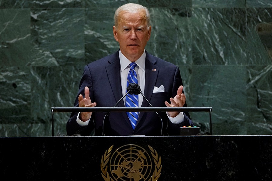 US President Joe Biden speaks during the 76th Session of the U.N. General Assembly in New York City, US on September 21, 2021 — Reuters photo