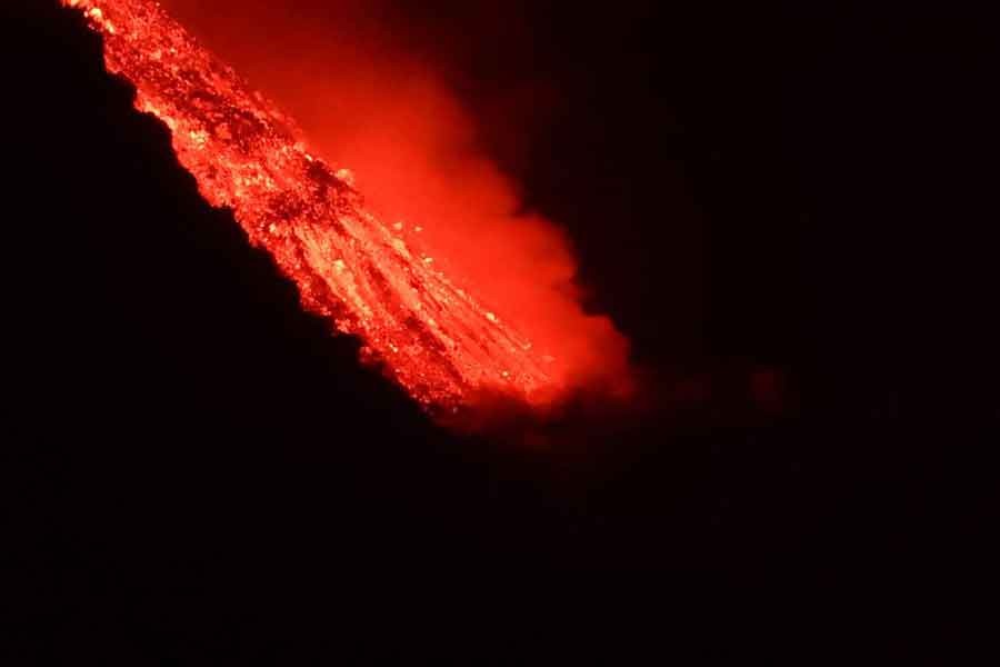 Lava flowing into the sea, as seen from Tijarafe, following the eruption of a volcano on the Canary Island of La Palma in Spain on Wednesday –Reuters photo