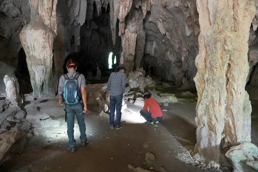 Archaeologists visit the Leang Panninge cave during a research for ancient stones in South Sulawesi province in Indonesia last September — Reuters/Files