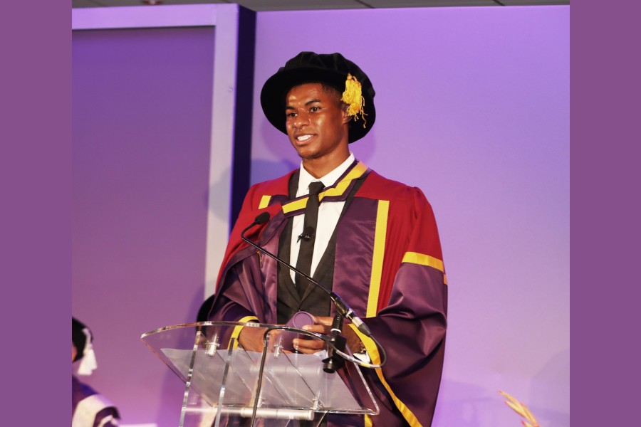 English footballer Rashford receives honorary doctorate from University of Manchester