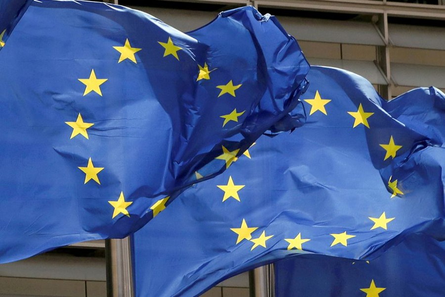 European Union flags flutter outside the EU Commission headquarters in Brussels, Belgium on May 5, 2021 — Reuters/Files