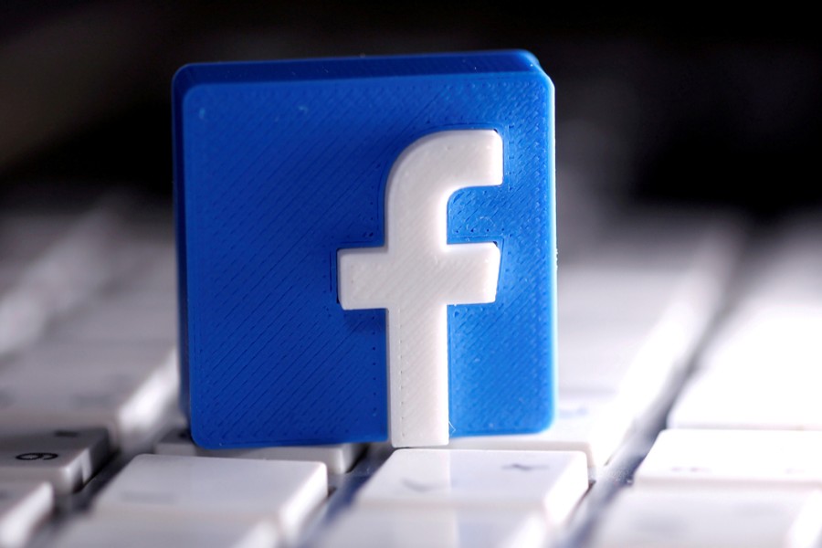 A 3D-printed Facebook logo is seen placed on a keyboard in this illustration taken on March 25, 2020 — Reuters/Files