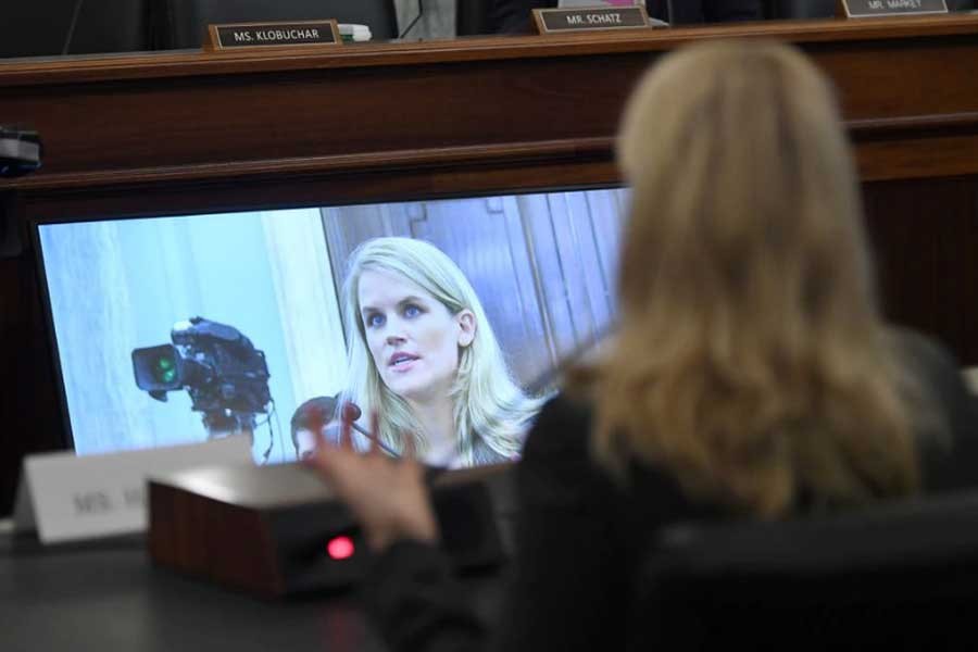 Former Facebook employee and whistleblower Frances Haugen testifies during a Senate Committee on Commerce, Science, and Transportation hearing entitled 'Protecting Kids Online: Testimony from a Facebook Whistleblower' on Capitol Hill, in Washington, US, October 5, this year. –Reuters file photo