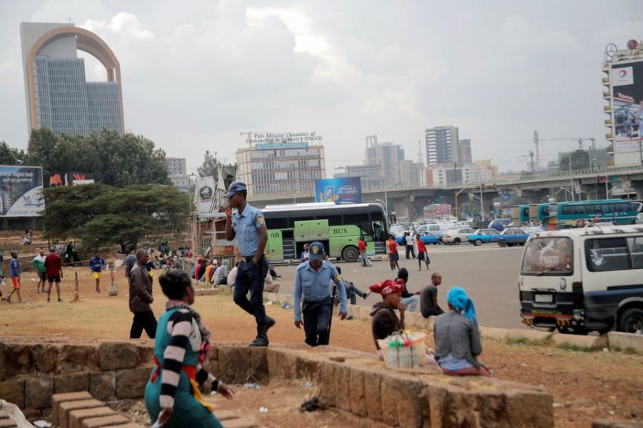 Police officers walk amongst civilians at the Meskel Square in Addis Ababa, Ethiopia February 21, 2018 — Reuters/Files