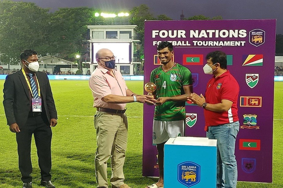 Topu Barman received Player of the Match award for his winning goal and defensive contribution.