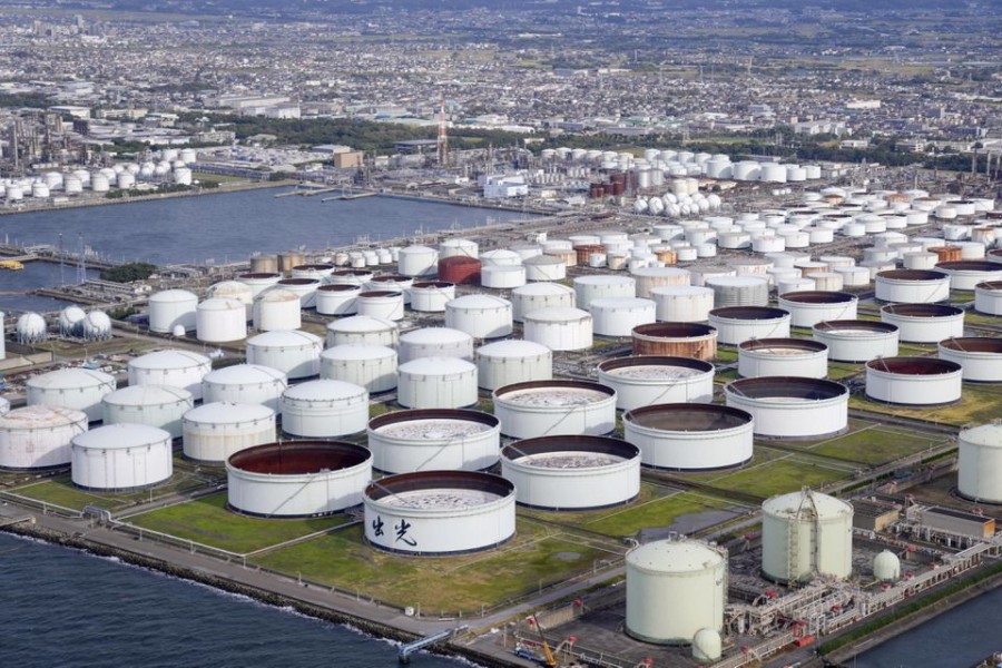 An aerial view shows an oil factory of Idemitsu Kosan Co. in Ichihara, east of Tokyo, Japan on November 12, 2021 — Kyodo via REUTERS