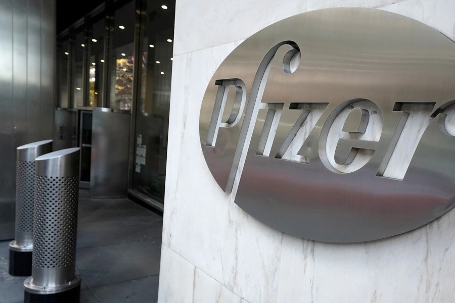 The Pfizer logo is pictured on their headquarters building in the Manhattan borough of New York City, New York, US on November 9, 2020 — Reuters/Files