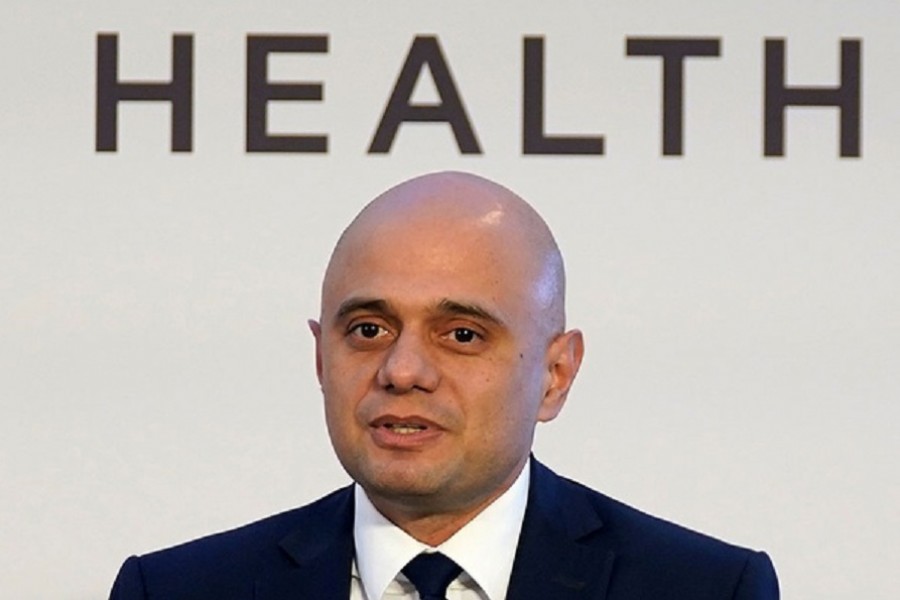 Britain's Health and Social Care Secretary Sajid Javid speaks during the Royal Foundation's Emergency Services Mental Health Symposium in London, Britain November 25, 2021. Andrew Matthews/Pool via Reuters