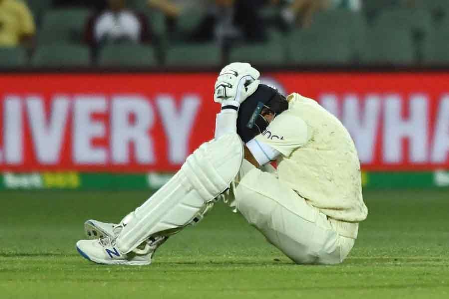 England's Joe Root reacting after being hit by the ball during second Ashes Test against Australia in Adelaide Oval on Sunday –Reuters photo