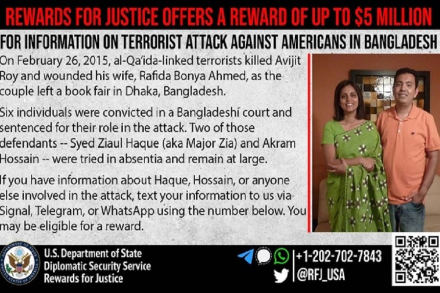 US announces $5.0m reward for information on militants behind Avijit murder