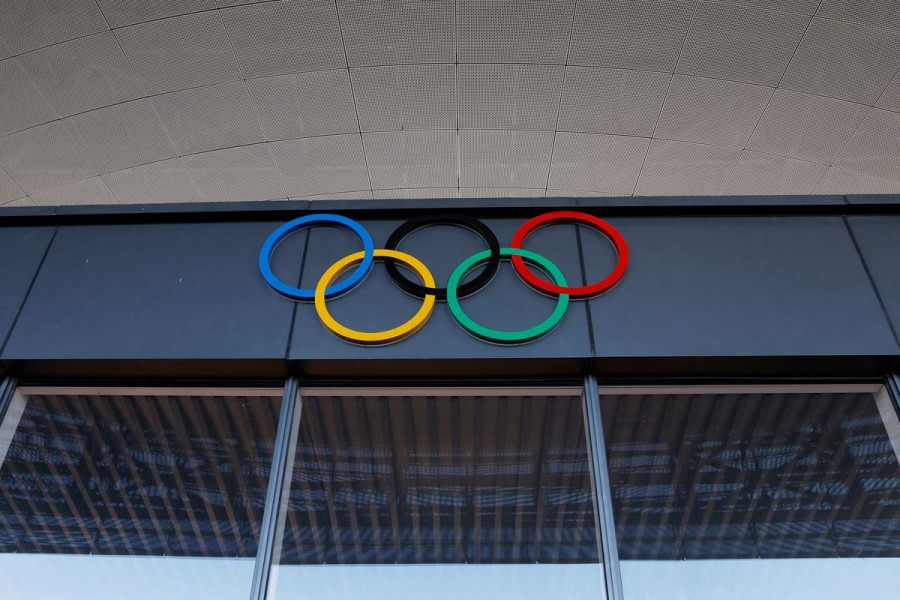 Olympic rings are seen at the National Ski Jumping Centre during a government-organised media tour to Beijing 2022 Winter Olympics venues in Zhangjiakou, Hebei province, China December 21, 2021. Picture taken December 21, 2021 – Reuters/File Photo