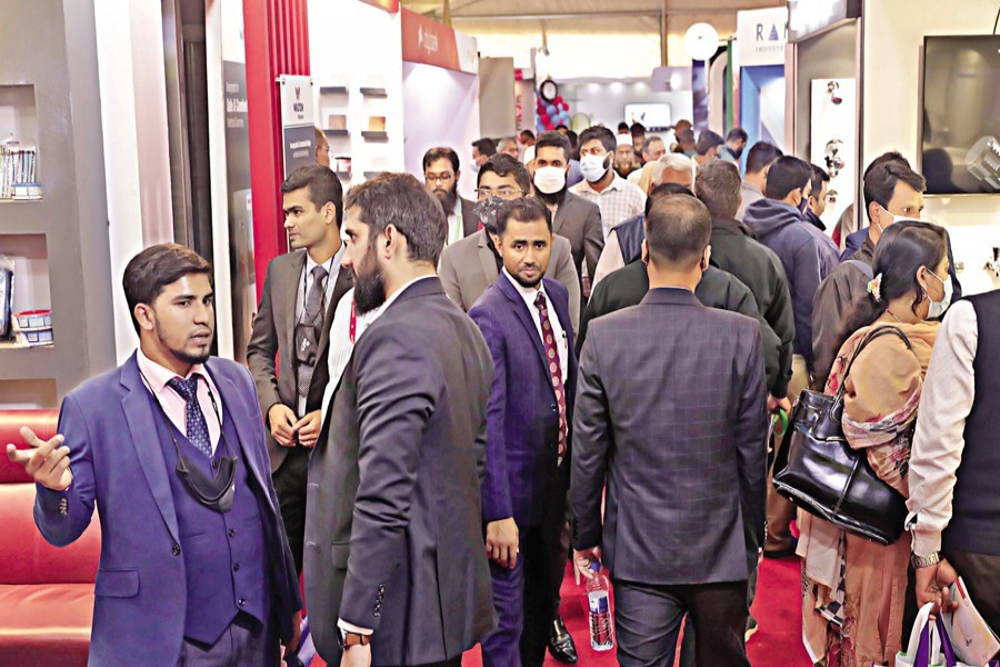 The five-day REHAB Fair 2021 at the Bangabandhu International Conference Centre (BICC) in the capital, saw a good crowd on Monday, the last day — FE photo