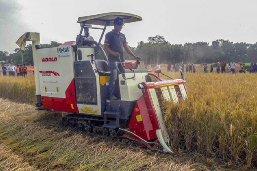 BRRI invents low-cost combine harvester