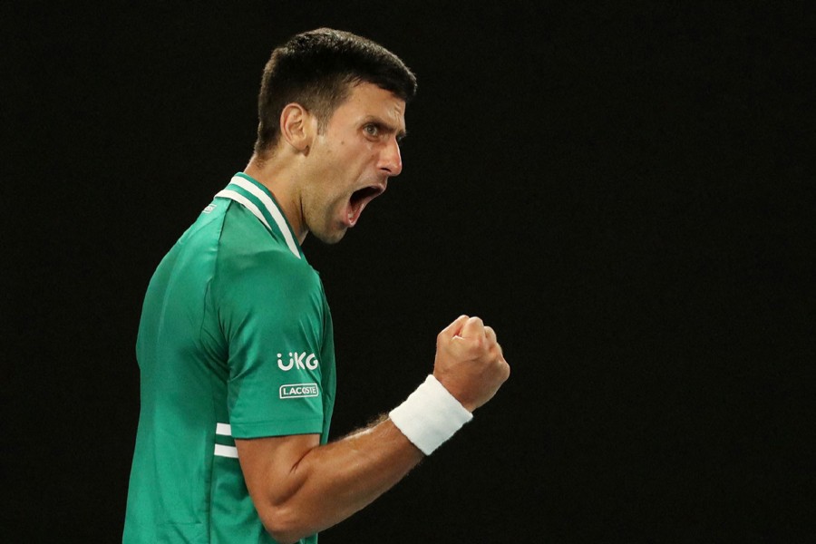 Serbia's Novak Djokovic seen celebrating in this undated Reuters photo