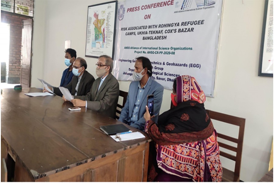 Geologists and researchers at a press briefing