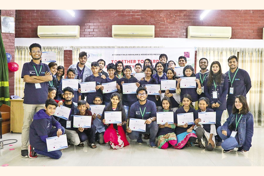 ZenEd members pose for a photo with the young participants of the three-day workshop held recently