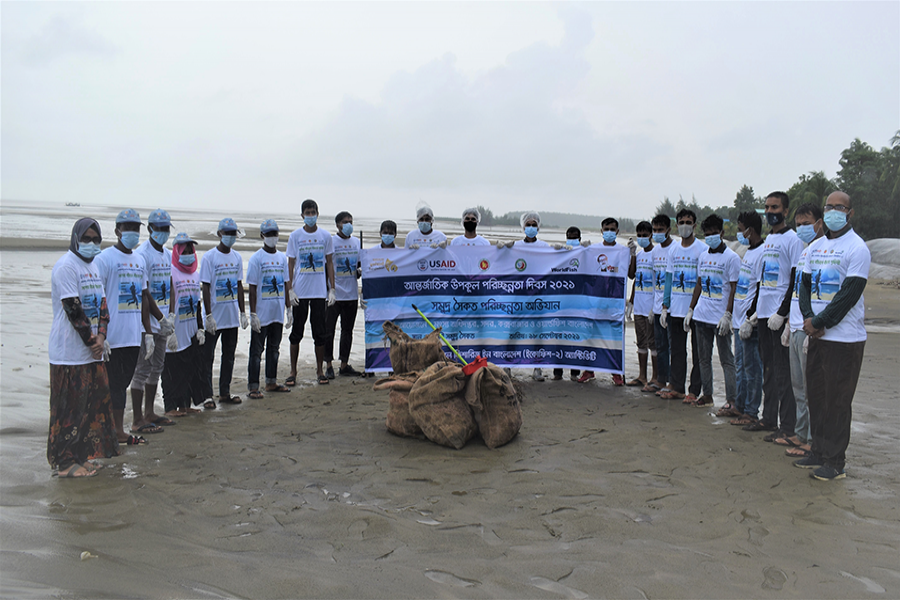 Blue Guards members collected a huge number of pollutants from the Cox’s Bazar sea beach marking the International Coastal Cleanup Day in 2021