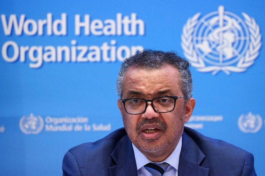 Tedros Adhanom Ghebreyesus, Director-General of the World Health Organization (WHO), speaks during a news conference in Geneva, Switzerland, December 20, 2021. REUTERS/Denis Balibouse/File Photo