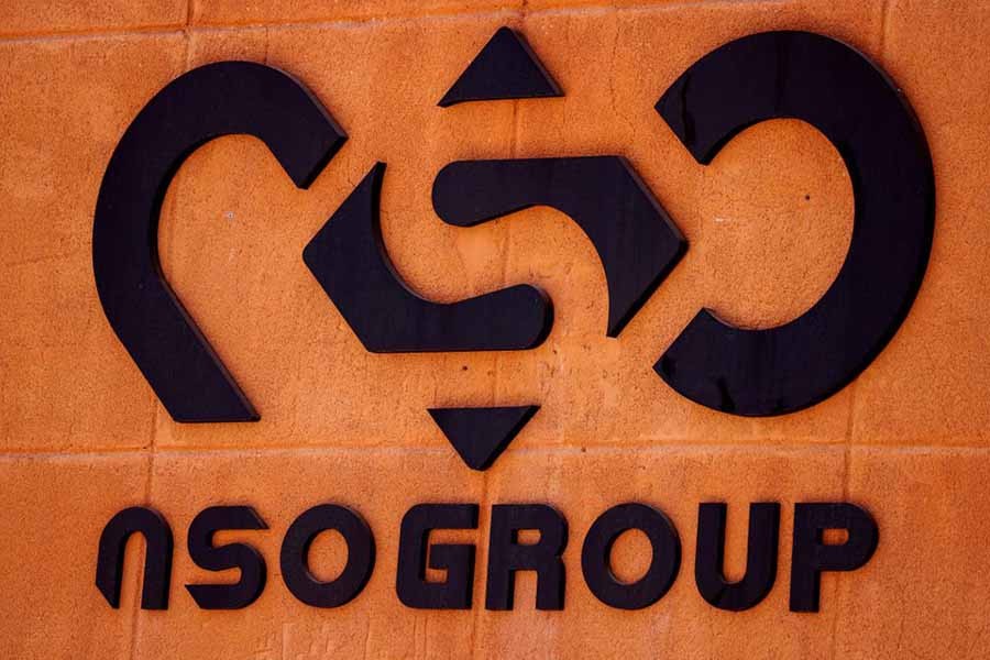 The logo of Israeli cyber firm NSO Group is seen at one of its branches in the Arava Desert, southern Israel July 22, 2021 – Reuters/Amir Cohen/File Photo