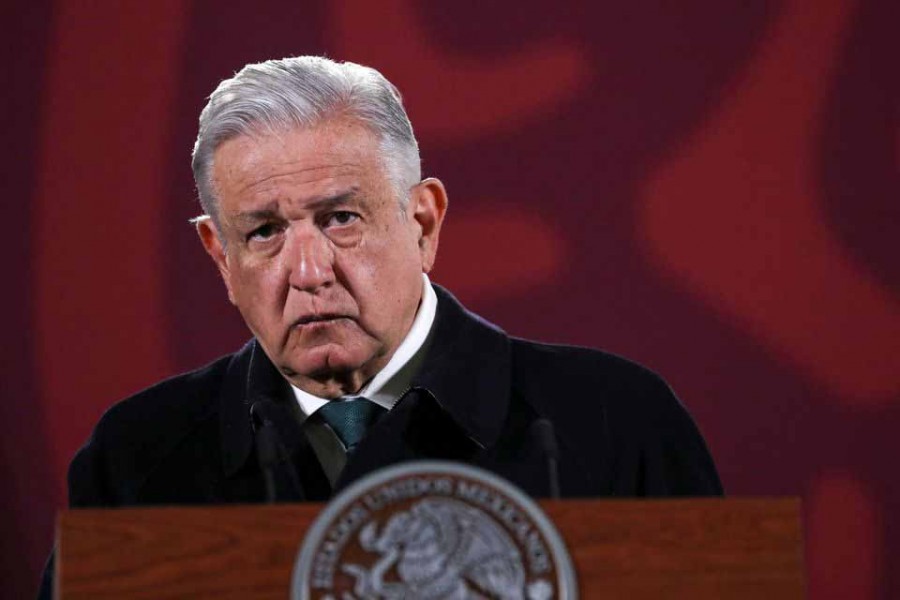 Mexico's President Andres Manuel Lopez Obrador looks on during a news conference at the National Palace in Mexico City, Mexico, February 10, 2022 — Reuters/Edgard Garrido