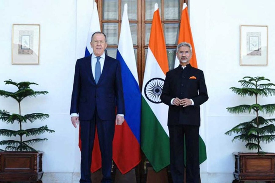 ndia's Foreign Minister Subrahmanyam Jaishankar and his Russian counterpart Sergei Lavrov are seen before their meeting in New Delhi, India, Apr 1, 2022. REUTERS