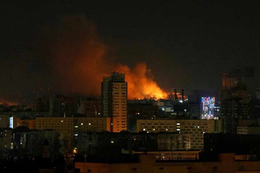 Smoke and flames rising over during the shelling near Kyiv during a conflict between Russia and Ukraine –Reuters file photo