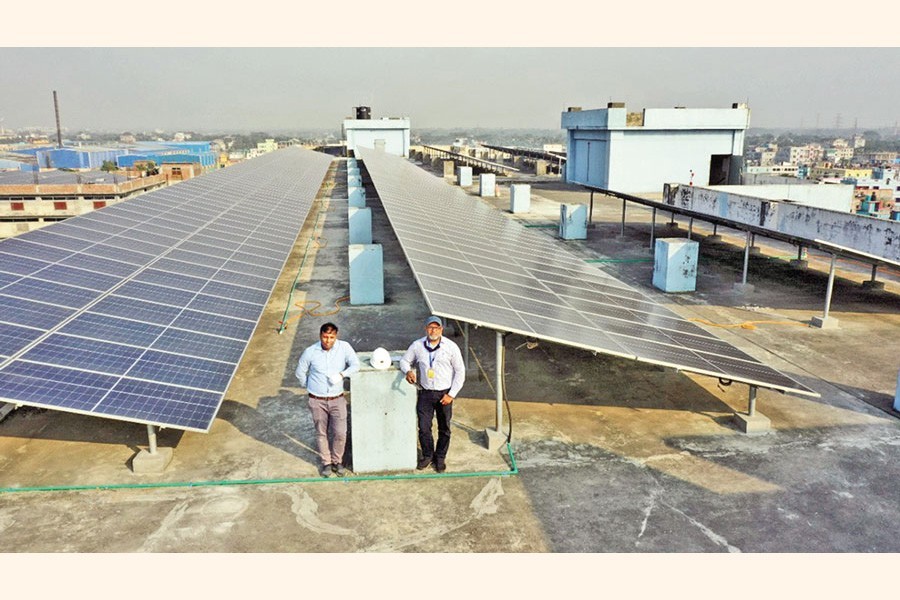 The country's largest rooftop solar power plant, set up on a textile mills' buildings in Narayanganj, was inaugurated on Monday