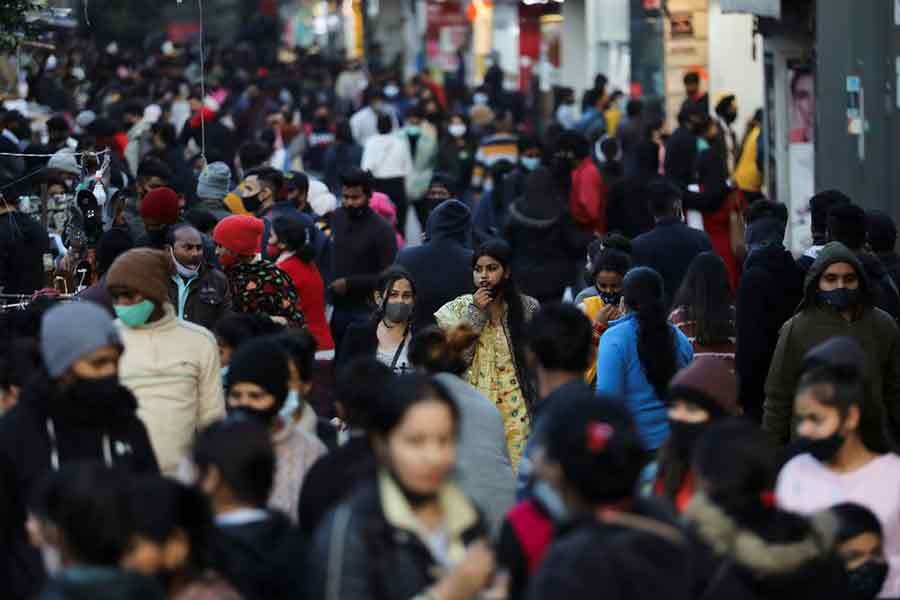 People shopping at a market amidst the spread of coronavirus disease in New Delhi on February 4 this year –Reuters file photo