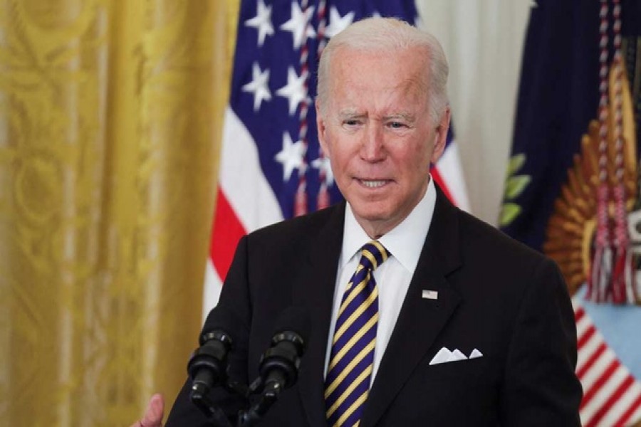 US President Joe Biden delivers remarks during the Council of Chief State School Officers' 2022 National and State Teachers of the Year event, in the East Room at the White House, in Washington, US, Apr 27, 2022 – Reuters/Evelyn Hockstein