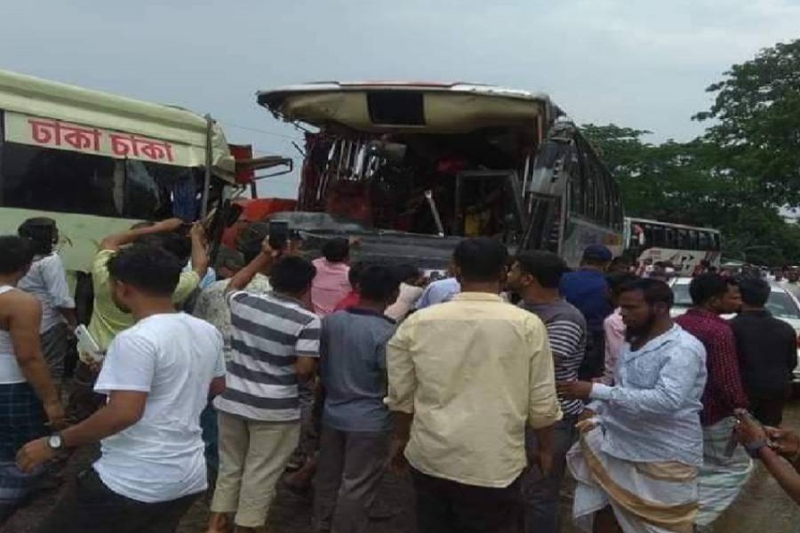 Four buses, car collide in Mymensingh, 20 hurt 