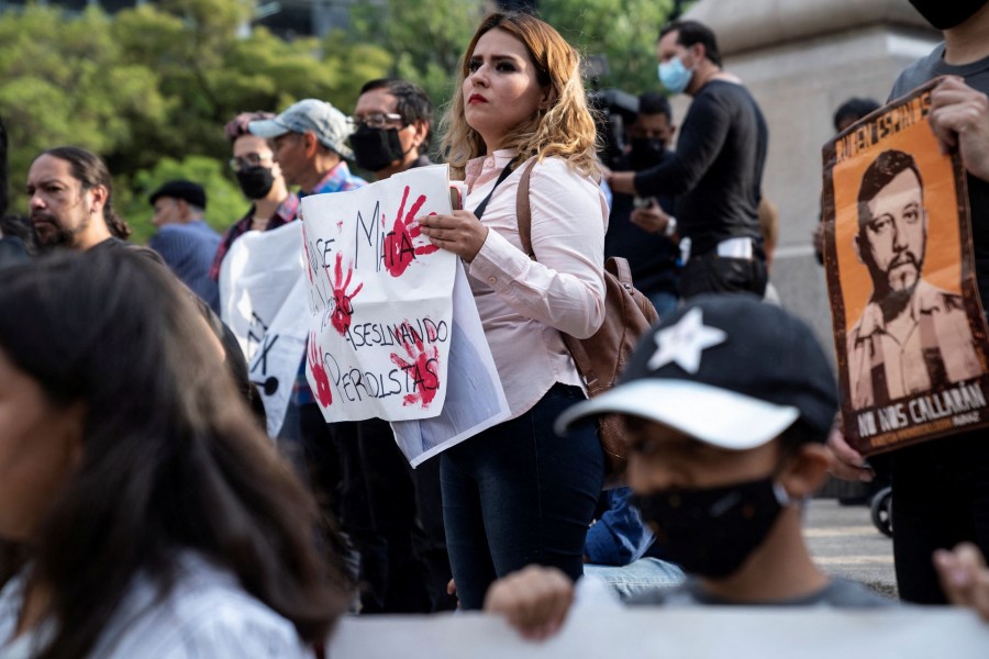 People take part in a protest after a Mexican journalist was found dead in Sinaloa, in Mexico City, Mexico on May 9, 2022 — Reuters photo