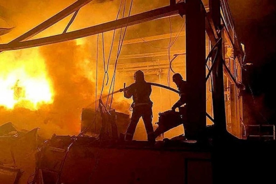 First responders work at the site of a missile strike, amid Russia's invasion of Ukraine, in Odesa, Ukraine in this handout image released May 10, 2022 — State Emergency Service of Ukraine/Reuters