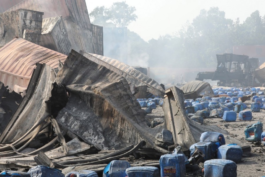 Container depot fire under control after 60 hours, says army