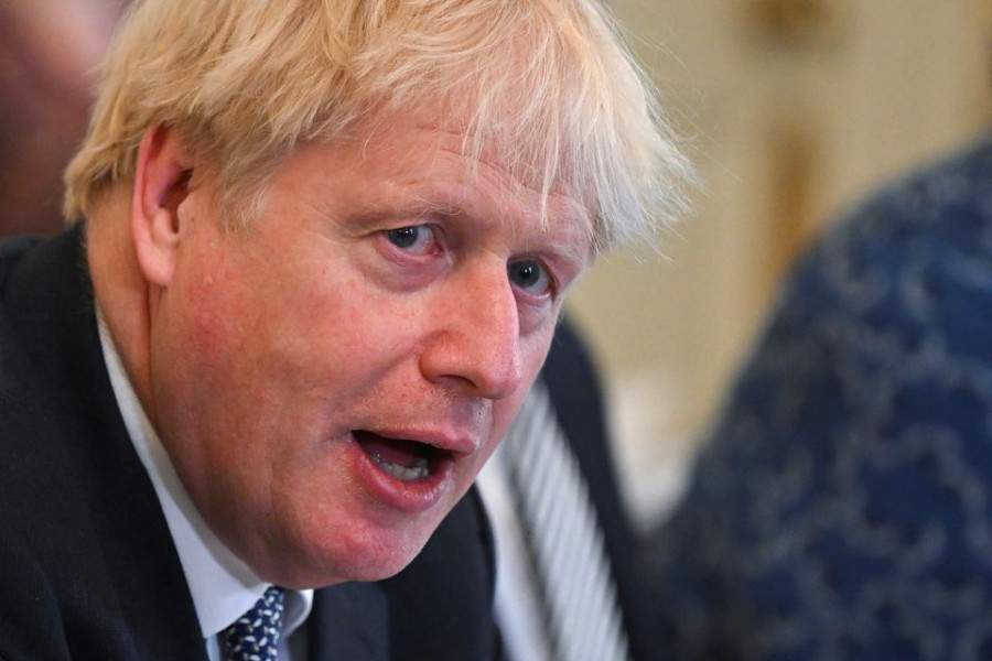 British Prime Minister Boris Johnson speaks at the start of a cabinet meeting in Downing Street in London, Britain July 5, 2022. Justin Tallis/Pool via REUTERS