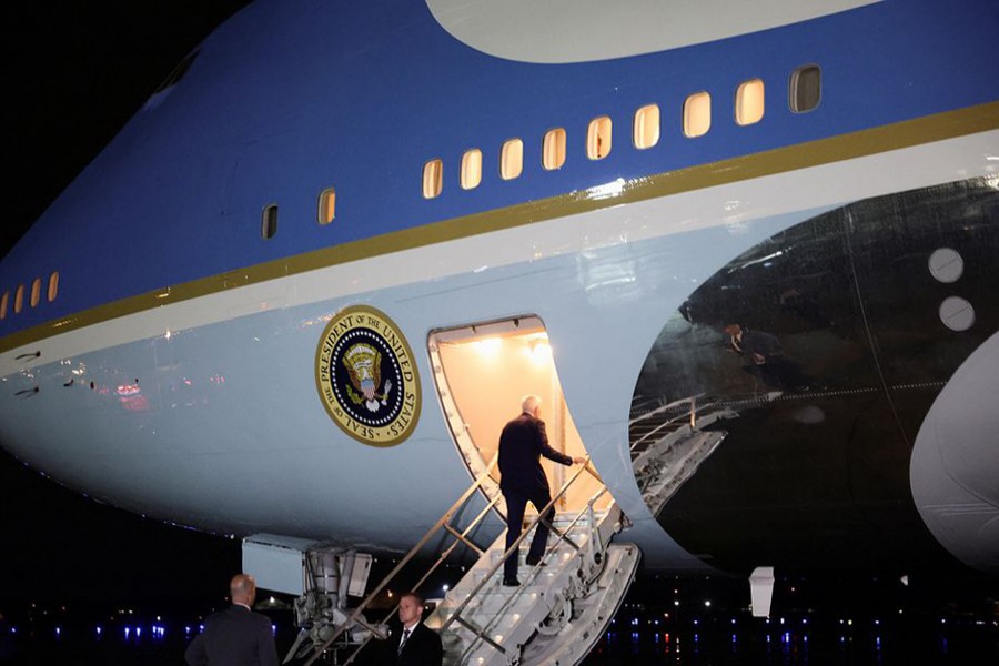 U.S. President Joe Biden departs for his first trip as president to the Middle East where he will visit Israel, the occupied West Bank and Saudi Arabia, at Joint Base Andrews, Maryland, US on July 12, 2022 — Reuters photo