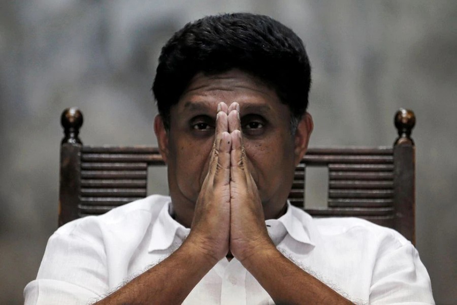 Leader of Samagi Jana Balawegaya party, Sajith Premadasa, gestures during a campaign rally in Colombo, Sri Lanka on August 2, 2020 — Reuters/Files