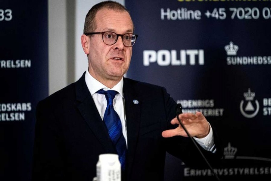 WHO European director Hans Kluge gives status on the Danish handling of coronavirus during a press breefing in Eigtveds Pakhus, Copenhagen, Denmark March 27, 2020. Ida Guldbaek Arentsen/ Ritzau Scanpix/via REUTERS