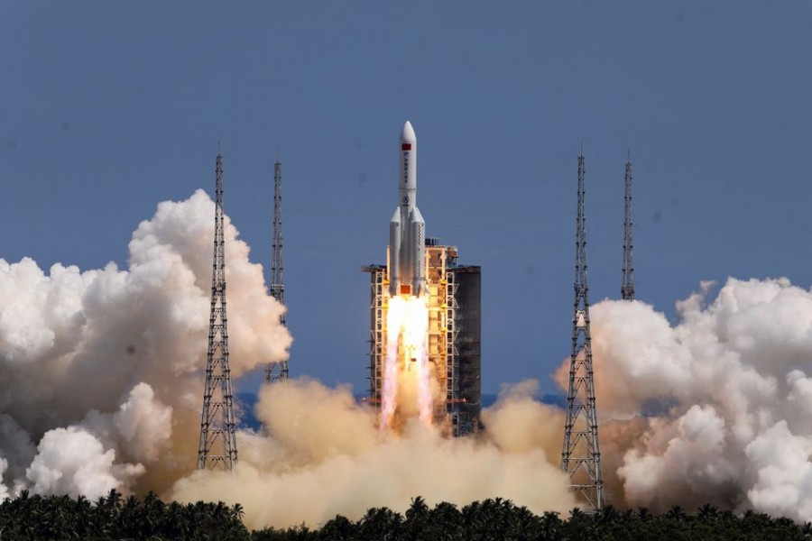 A Long March-5B Y3 rocket, carrying the Wentian lab module for China's space station under construction, takes off from Wenchang Spacecraft Launch Site in Hainan province, China July 24, 2022. China Daily via REUTERS